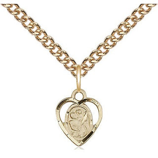 14kt Gold Saint Christopher Medal Engraved Catholic Saint Jewelry