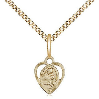 14kt Gold Filled Saint Ann Medal Religious and Catholic Jewelry Engraved Catholic Saint Jewelry