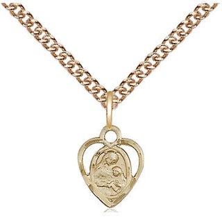14kt Gold Filled Saint Ann Medal Religious and Catholic Jewelry Engraved Catholic Saint Jewelry
