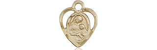 14kt Gold Saint Ann Medal Engraved Catholic Saint Jewelry