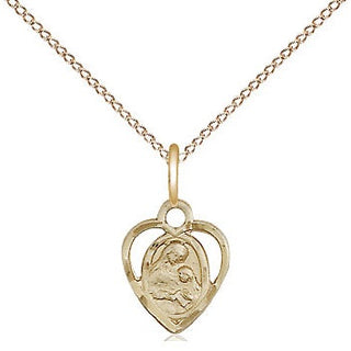 14kt Gold Saint Ann Medal Engraved Catholic Saint Jewelry