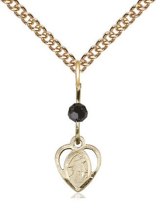 14kt Gold Filled Guardian Angel Medal | Black bead Religious and Catholic Jewelry Engraved Catholic Saint Jewelry
