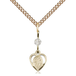 14kt Gold Filled Guardian Angel Medal | Crystal bead Religious and Catholic Jewelry Engraved Catholic Saint Jewelry