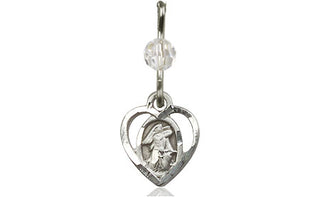 Sterling Silver Guardian Angel Medal with a Crystal bead Engraved Catholic Saint Jewelry