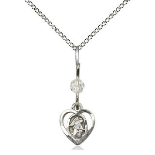 Sterling Silver Guardian Angel Medal | Crystal bead Religious and Catholic Jewelry Engraved Catholic Saint Jewelry