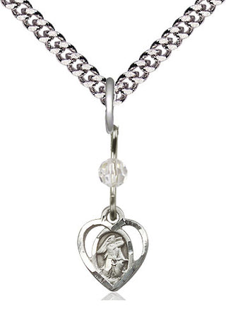 Sterling Silver Guardian Angel Medal | Crystal bead Religious and Catholic Jewelry Engraved Catholic Saint Jewelry