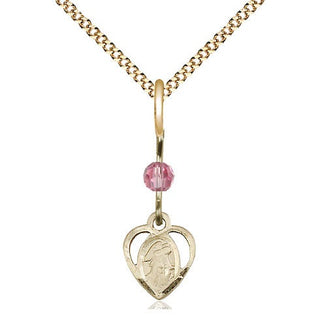14kt Gold Filled Guardian Angel Medal | Rose bead Religious and Catholic Jewelry Engraved Catholic Saint Jewelry