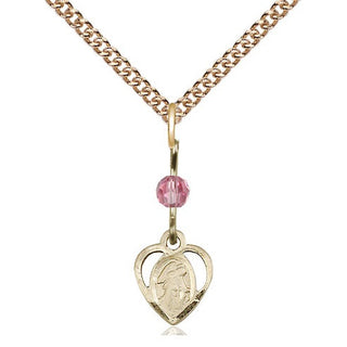 14kt Gold Filled Guardian Angel Medal | Rose bead Religious and Catholic Jewelry Engraved Catholic Saint Jewelry