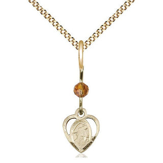 14kt Gold Filled Guardian Angel Medal | Topaz bead Religious and Catholic Jewelry Engraved Catholic Saint Jewelry
