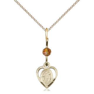 14kt Gold Filled Guardian Angel Medal | Topaz bead Religious and Catholic Jewelry Engraved Catholic Saint Jewelry