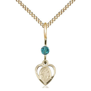 14kt Gold Filled Guardian Angel Medal | Zircon bead Religious and Catholic Jewelry Engraved Catholic Saint Jewelry
