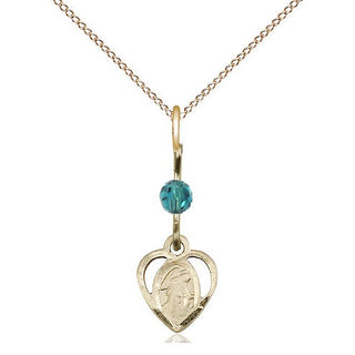 14kt Gold Filled Guardian Angel Medal | Zircon bead Religious and Catholic Jewelry Engraved Catholic Saint Jewelry