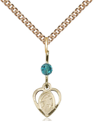 14kt Gold Filled Guardian Angel Medal | Zircon bead Religious and Catholic Jewelry Engraved Catholic Saint Jewelry