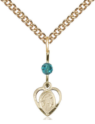 14kt Gold Filled Guardian Angel Medal | Zircon bead Religious and Catholic Jewelry Engraved Catholic Saint Jewelry