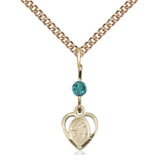 14kt Gold Guardian Angel Medal with a Zircon bead Engraved Catholic Saint Jewelry