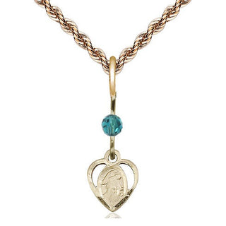 14kt Gold Guardian Angel Medal with a Zircon bead Engraved Catholic Saint Jewelry
