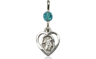 Sterling Silver Guardian Angel Medal with a Zircon bead Engraved Catholic Saint Jewelry