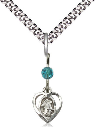 Sterling Silver Guardian Angel Medal | Zircon bead Religious and Catholic Jewelry Engraved Catholic Saint Jewelry