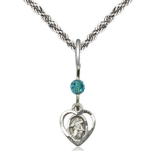 Sterling Silver Guardian Angel Medal | Zircon bead Religious and Catholic Jewelry Engraved Catholic Saint Jewelry