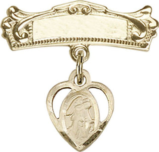 14kt Gold Filled Badge Pin Heart / Guardian Angel Baby Badge - Engravable