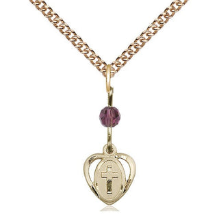14kt Gold Filled Heart Cross Medal Religious and Catholic Jewelry Engraved Catholic Saint Jewelry