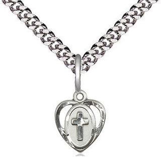 Sterling Silver Heart Cross Medal Religious and Catholic Jewelry Engraved Catholic Saint Jewelry