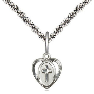 Sterling Silver Heart Cross Medal Religious and Catholic Jewelry Engraved Catholic Saint Jewelry