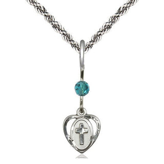 Sterling Silver Heart Cross Medal | Zircon bead Religious and Catholic Jewelry Engraved Catholic Saint Jewelry