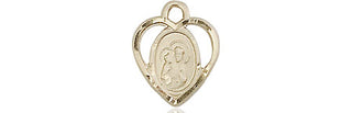 14kt Gold Saint Ann Medal Engraved Catholic Saint Jewelry