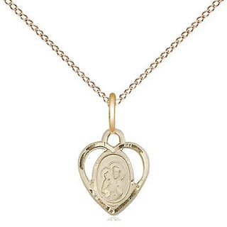 14kt Gold Saint Ann Medal Engraved Catholic Saint Jewelry