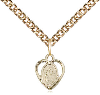 14kt Gold Saint Ann Medal Engraved Catholic Saint Jewelry