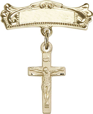 14kt Gold Filled Badge Pin Crucifix Baby Badge
