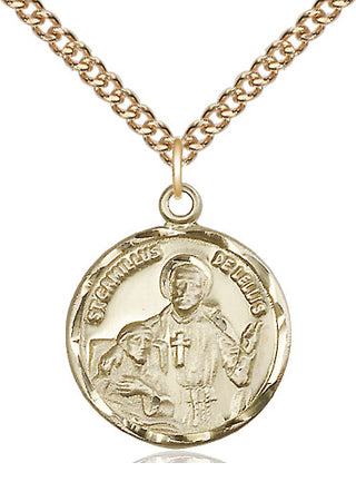 14kt Gold Filled Saint Camillus of Lellis Medal Religious Jewelry Engraved Catholic Saint Jewelry