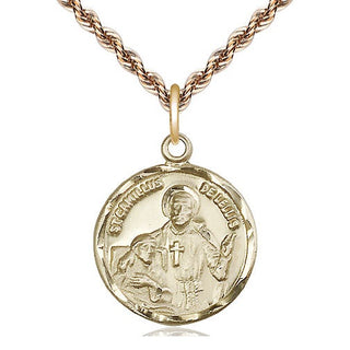 14kt Gold Saint Camillus of Lellis Medal Engraved Catholic Saint Jewelry