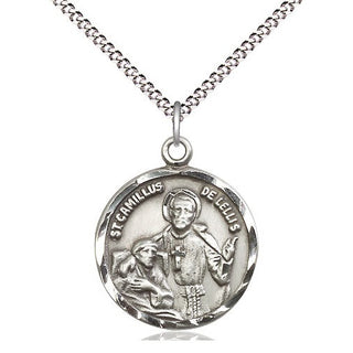Pewter Saint Camillus of Lellis Medal Religious Jewelry Engraved Catholic Saint Jewelry
