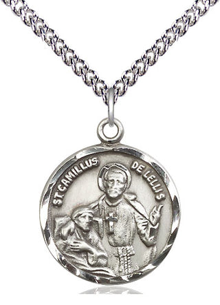 Sterling Silver Saint Camillus of Lellis Medal Religious Jewelry Engraved Catholic Saint Jewelry