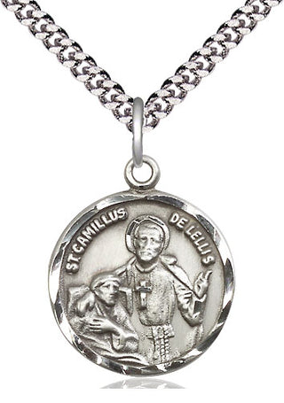 Sterling Silver Saint Camillus of Lellis Medal Religious Jewelry Engraved Catholic Saint Jewelry