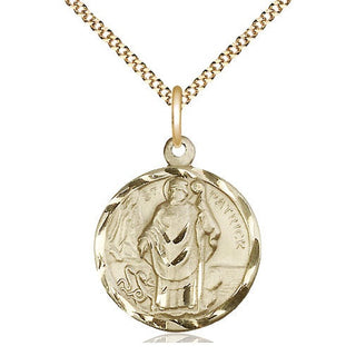14kt Gold Filled Saint Patrick Medal Religious Jewelry Engraved Catholic Saint Jewelry