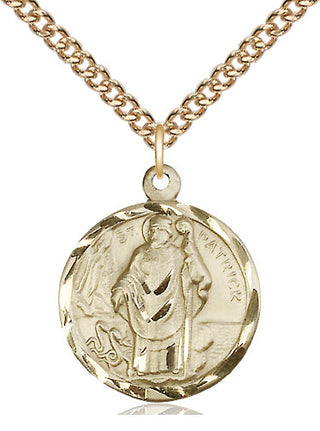 14kt Gold Filled Saint Patrick Medal Religious Jewelry Engraved Catholic Saint Jewelry