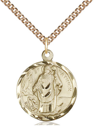 14kt Gold Saint Patrick Medal Engraved Catholic Saint Jewelry