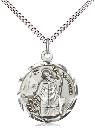Sterling Silver Saint Patrick Medal Religious Jewelry Engraved Catholic Saint Jewelry