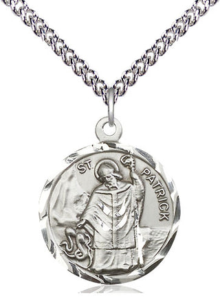 Sterling Silver Saint Patrick Medal Religious Jewelry Engraved Catholic Saint Jewelry