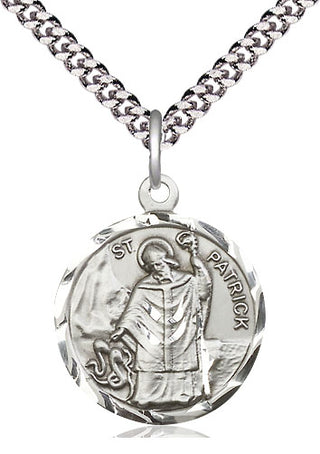 Sterling Silver Saint Patrick Medal Religious Jewelry Engraved Catholic Saint Jewelry