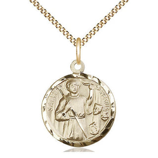 14kt Gold Filled Saint Genesius of Rome Medal Religious Jewelry Engraved Catholic Saint Jewelry