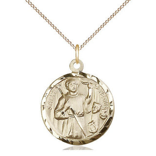 14kt Gold Filled Saint Genesius of Rome Medal Religious Jewelry Engraved Catholic Saint Jewelry