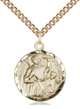 14kt Gold Filled Saint Genesius of Rome Medal Religious Jewelry Engraved Catholic Saint Jewelry