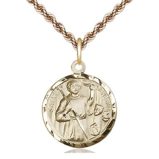 14kt Gold Filled Saint Genesius of Rome Medal Religious Jewelry Engraved Catholic Saint Jewelry