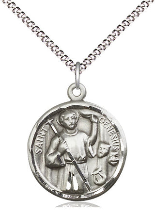 Sterling Silver Saint Genesius of Rome Medal Religious Jewelry Engraved Catholic Saint Jewelry