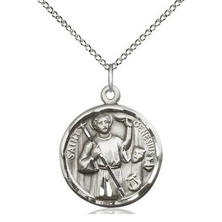 Sterling Silver Saint Genesius of Rome Medal Religious Jewelry Engraved Catholic Saint Jewelry