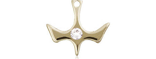 14kt Gold Filled Holy Spirit Pendant with a 3mm Crystal Swarovski stone on an 18-inch Gold Filled Light Curb Chain
